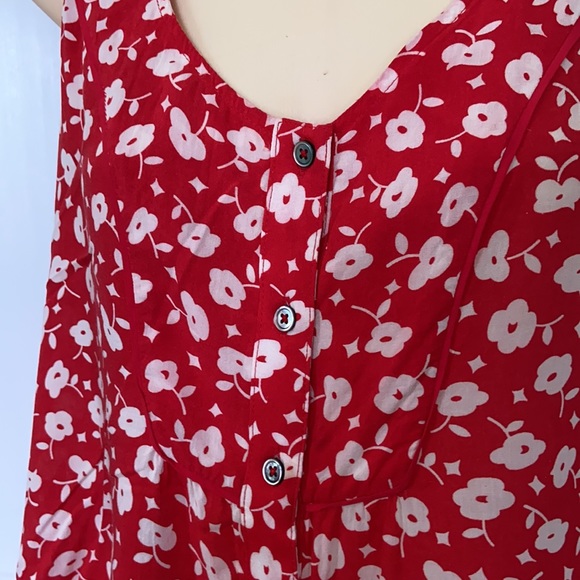 Maeve Anthropologie Sleeveless Red Floral Top Sz 0 - Picture 2 of 11